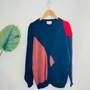 HUNT CLUB | Vintage 100% Lambswool Colorblock Cardigan Sweater Medium